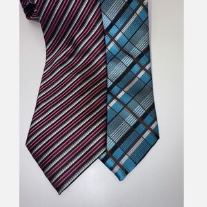 Men’s Versa Necktie Tie Bundle Pink Stripe Blue Plaid